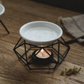Geometric Metal Wax Burner With Ceramic Dish